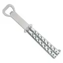 Flip & Pop Balisong Trainer Bottle Opener - Silver Steel