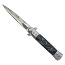 Midnight Marble Bolster-Release Stiletto Switchblade - Silver Blade