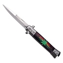 Emerald Leaf Heritage Stiletto Switchblade - Black Marble