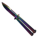 Prism Flow Smooth-Action Butterfly Knife - Rainbow Steel