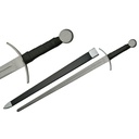 Curved Guard Heritage Battle-Ready Medieval Sword - Black Leather