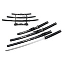 Black Pearl Dragon Triad Samurai Sword Set - Midnight Black