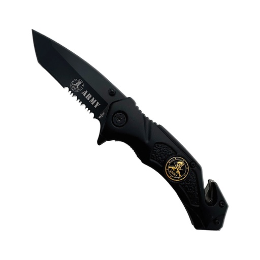 Honor Medallion Quick-Deploy Spring-Assisted Rescue Knife - Matte Black