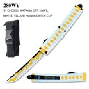 Katana Wrap Quick-Deploy OTF Knife - White/Yellow