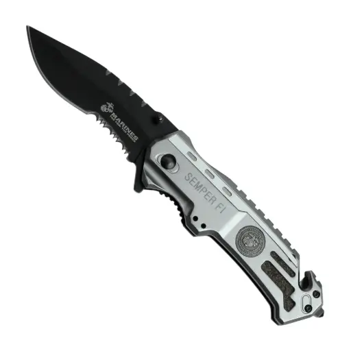 Marine Medallion Quick-Access Rescue Knife - Silver Aluminum