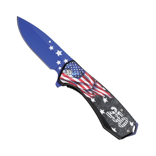 Liberty Flash Spring-Assisted Pocket Knife - Blue USA Flag