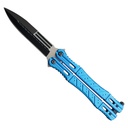 Tactical Spear Point Aluminum Handle Butterfly Knife - Blue