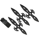 Flame-Cut Black Warrior Throwing Knife Set - All-Black Steel