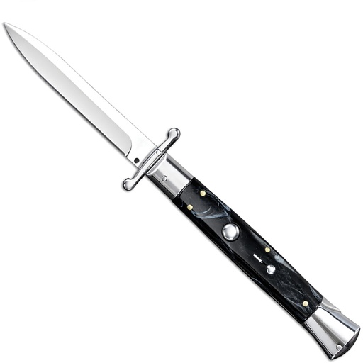 Midnight Vendetta Swing-Guard Stiletto Automatic Knife - Black Pearl